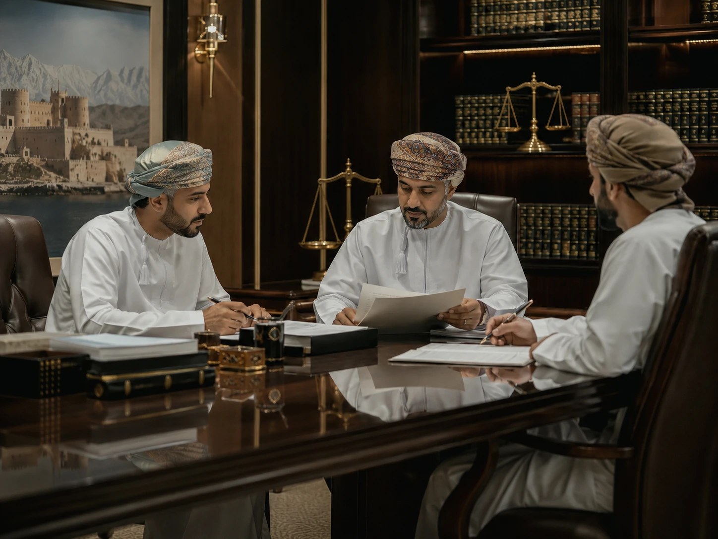 اجتماع قانوني في مكتب عماني